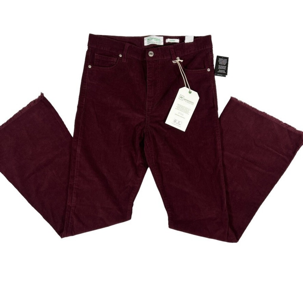 Celebrity Pink RE generation Flare Pants Women 11/30 Burgundy NEW Corduroy Fray